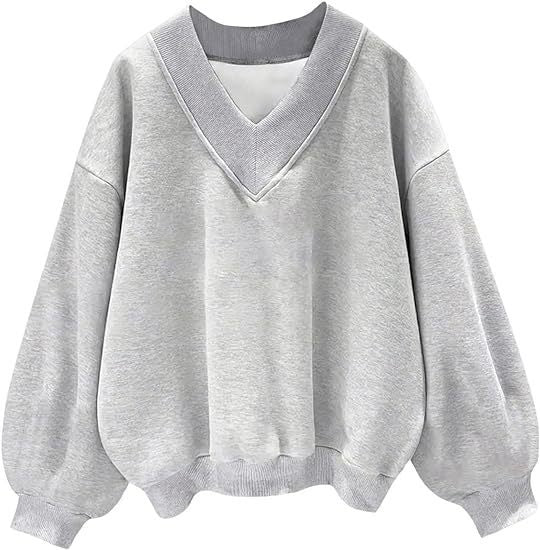 Oversized Damen V-Ausschnitt Sweatshirt