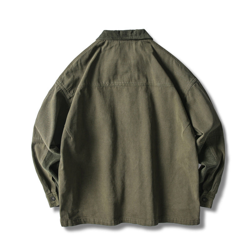 Herren Locker geschnittene Feldjacke im Workwear-Stil mit aufgesetzten Pattentaschen und Cordkragen Nord Taschen