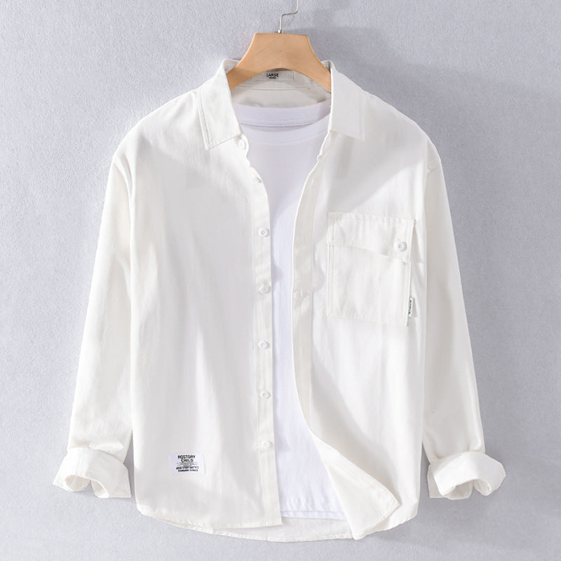 Herren Lockeres Hemdjacken-Overshirt aus Soft‑Twill mit integriertem Layer‑T‑Shirt und aufgesetzter Brusttasche Nord Taschen