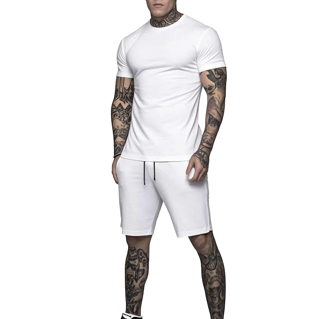 Herren Sportliches Kurzarm- und Shorts-Set mit kontrastierenden Details