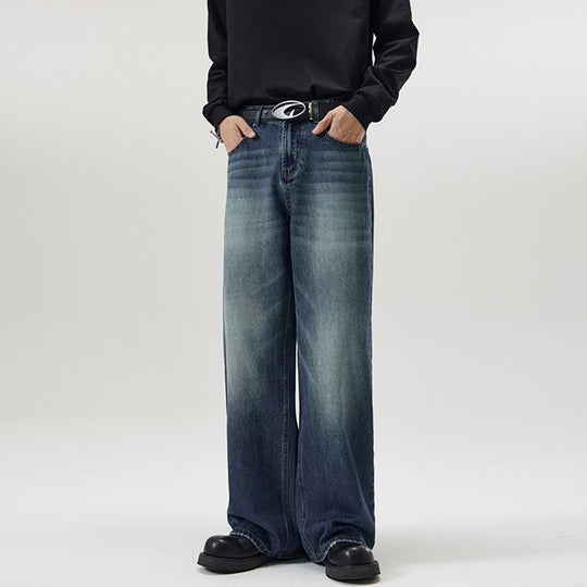 Herren Weite Vintage-Denim-Jeans mit ausgeprägtem Fade und geradem Bein Nord Taschen