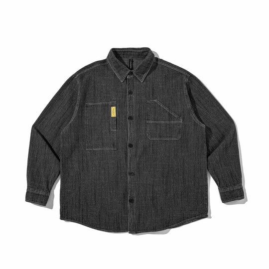 Herren Robustes Denim-Worker-Overshirt mit Brusttaschen und Hemdkragen Nord Taschen