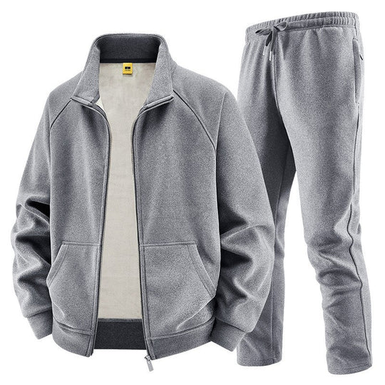 Herren Fleece-Trainingsset mit Stehkragen und Elastikbund Nord Taschen
