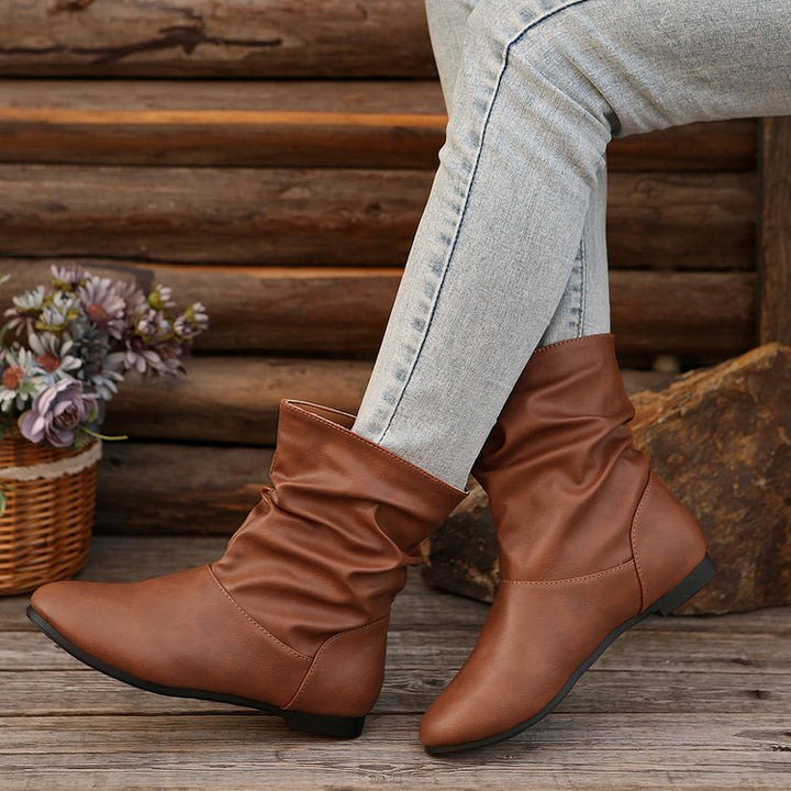 Damen modische Stiefeletten mit elegantem Rüschendesign und weichem Obermaterial