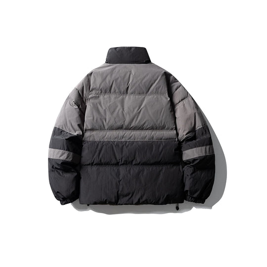 Herren Colorblock-wattierter Kurzblouson mit hohem Stehkragen und Kordelzugsaum Nord Taschen