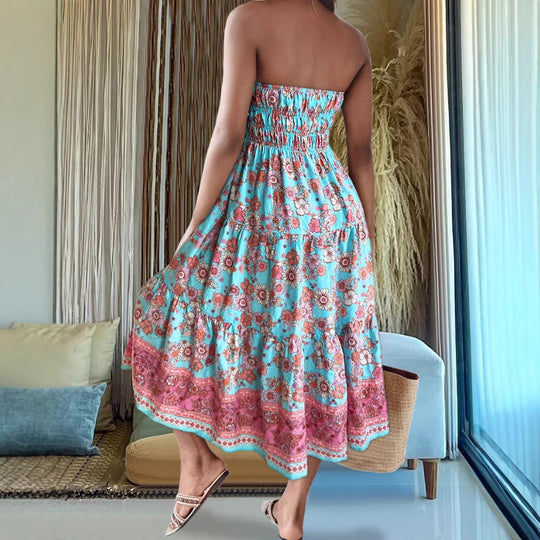 Damen Sommerlicher Maxirock mit floralen Mustern und voluminösem Saum Nord Taschen