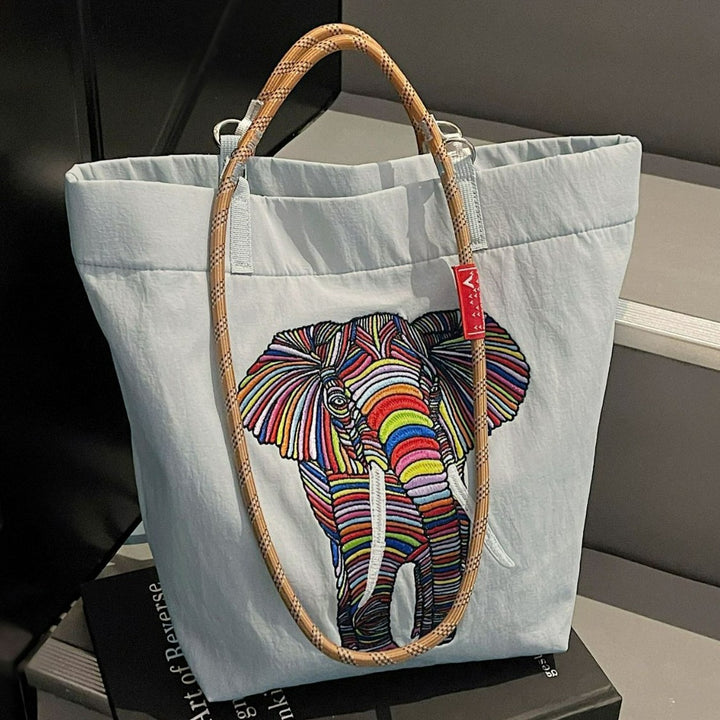 Damen Freizeit Tote Tasche mit buntem Elefantenmotiv Nord Taschen