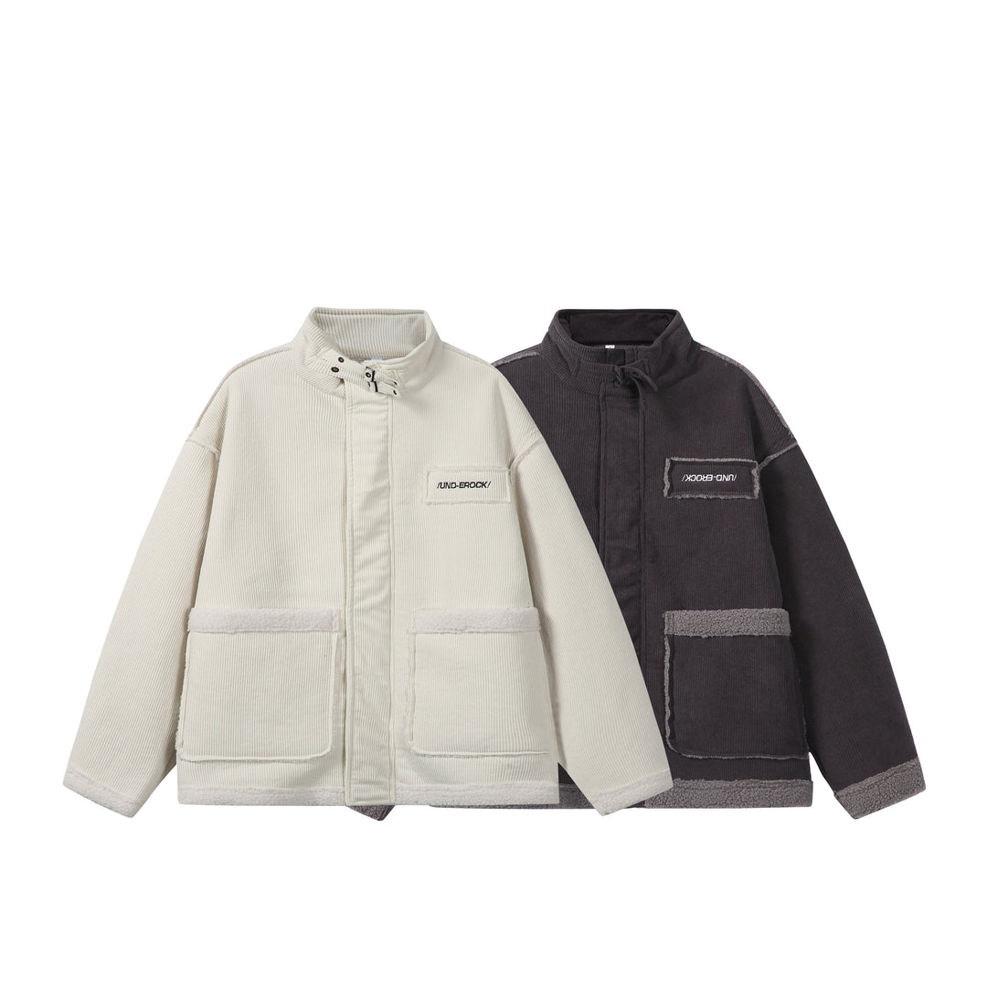 Unisex Kurz geschnittener Cordblouson mit Teddybesatz und Funnelkragen Nord Taschen