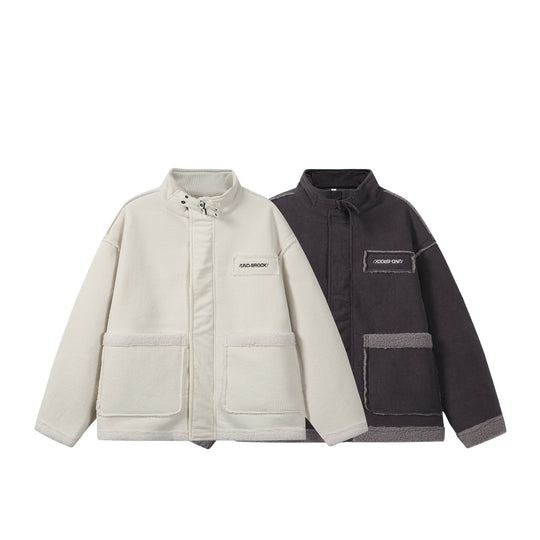 Unisex Kurz geschnittener Cordblouson mit Teddybesatz und Funnelkragen Nord Taschen