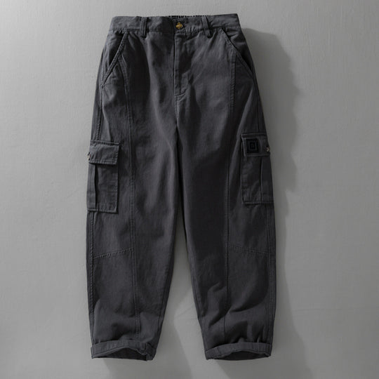 Herren Utility-Cargo-Hose aus Baumwoll-Twill mit aufgesetzten Beintaschen und relaxed Tapered Fit Nord Taschen