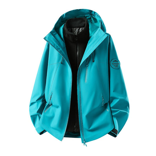 Herren Zweiteilige wasserdichte Outdoorjacke mit abnehmbarer Fleece‑Innenjacke und versiegelten Nähten Nord Taschen