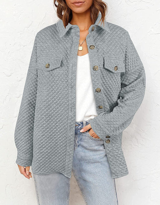 Damen Stepp-Hemdjacke mit kastiger Oversize-Passform und aufgesetzten Brusttaschen Nord Taschen