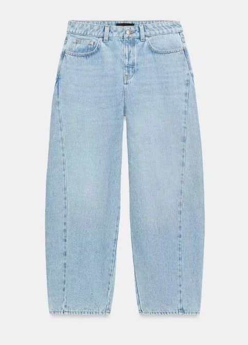 Damen High‑Waist Relaxed‑Fit Mom‑Jeans mit weitem Bein und 5‑Pocket Nord Taschen