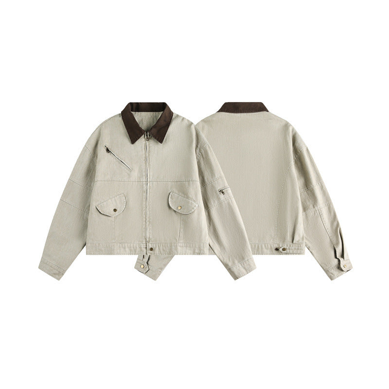 Unisex Boxy-Canvas-Blouson mit Kontrastkragen und multifunktionalen Pattentaschen Nord Taschen