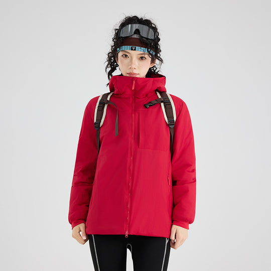 Damen Isolierte Outdoor-Steppjacke mit Kapuze, Brustpasse und elastischen Bündchen Nord Taschen