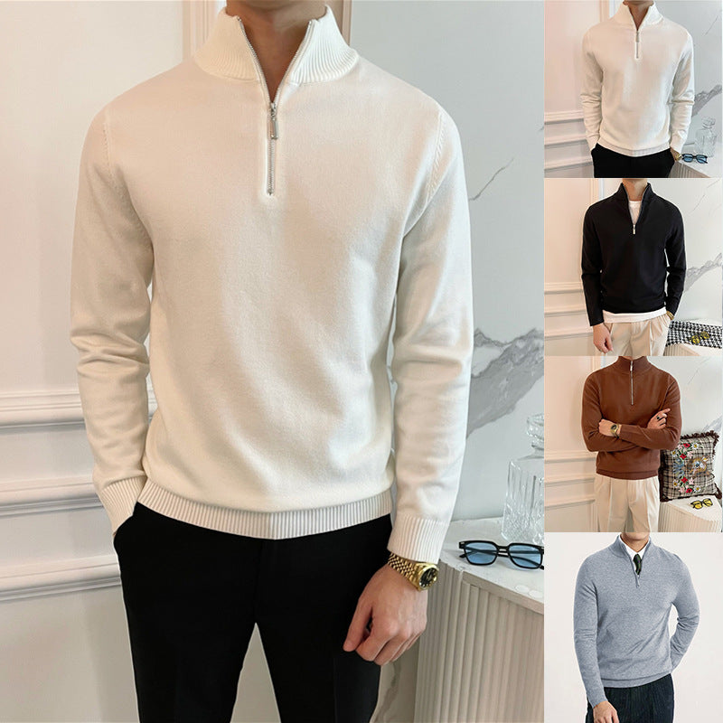 Herren Eleganter Pullover mit Stehkragen und Reißverschluss Nord Taschen