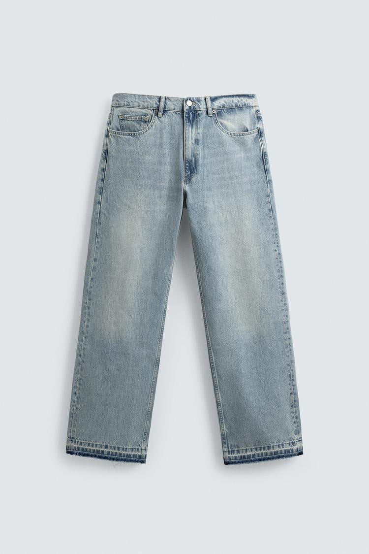 Herren Gerade geschnittene Jeans mit hoher Leibhöhe und Vintage‑Washed-Effekt Nord Taschen