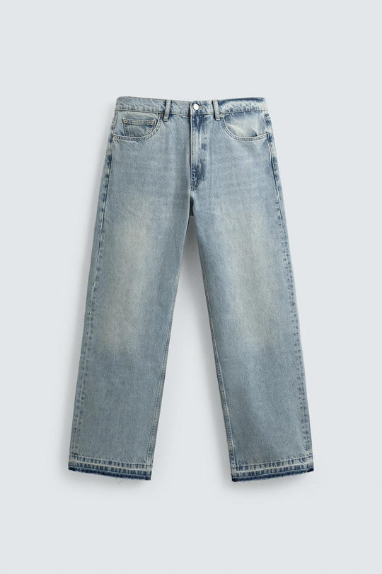 Herren Gerade geschnittene Jeans mit hoher Leibhöhe und Vintage‑Washed-Effekt Nord Taschen