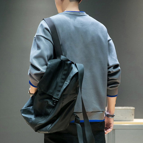 Herren Relaxed-Sweatshirt mit kontrastpaspelierten Bündchen und Clean-Rundhals Nord Taschen