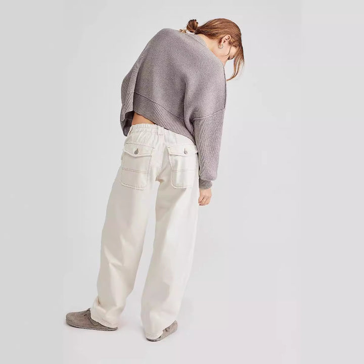 Damen weite High-Waist Baggy-Jeans mit tiefem Schritt, Five-Pocket Design und extra-langen Beinen Nord Taschen