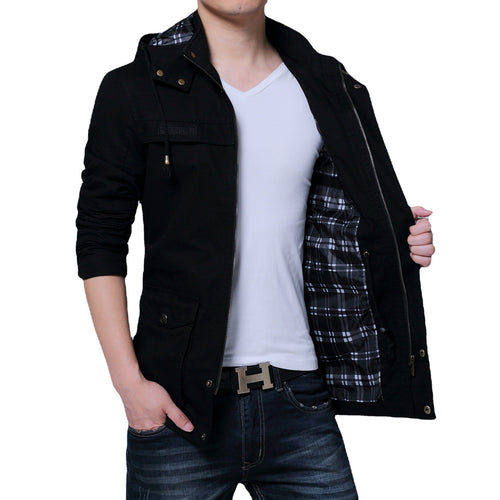 Herren Utility-Canvasjacke mit Kapuze, Reißverschluss-Front und Mehrfachtaschen Nord Taschen