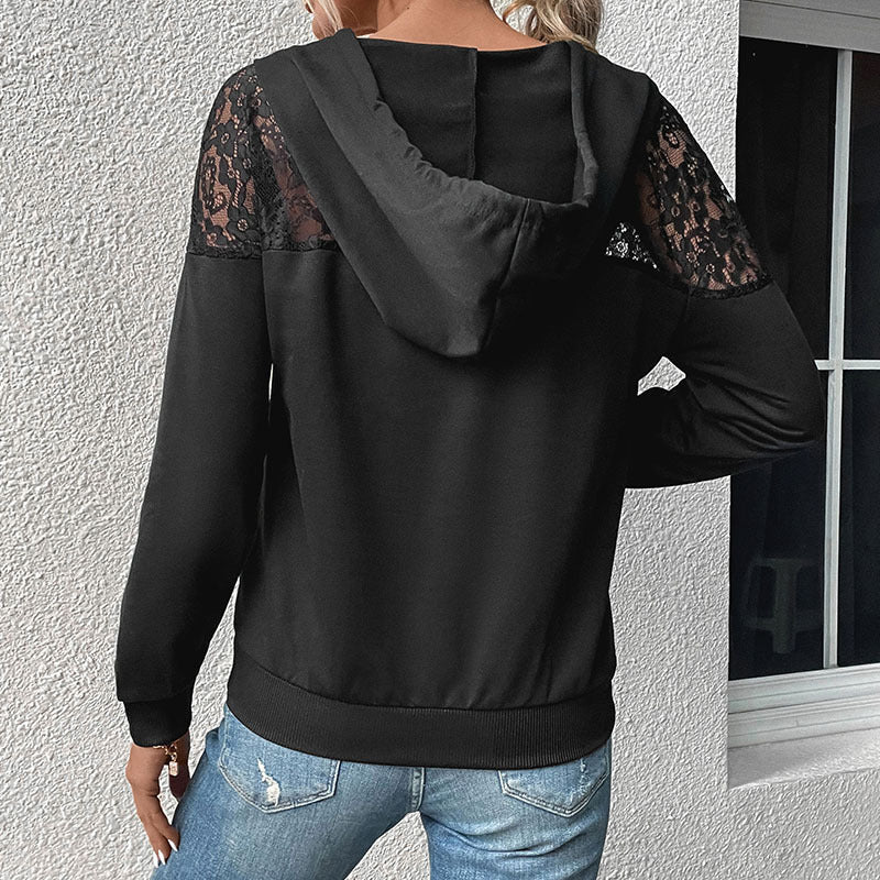 Damen Trendiger Kapuzenpullover mit Spitzenakzenten Nord Taschen