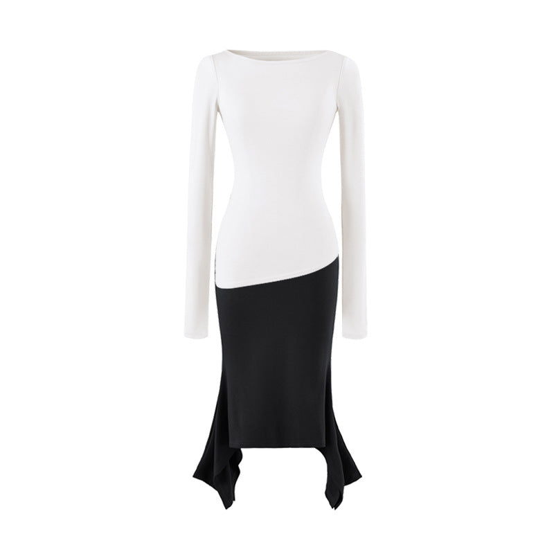 Damen Figurbetontes Midikleid mit asymmetrischem Zipfelsaum und Paneel-Design Nord Taschen