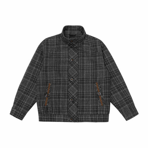 Herren Kurz geschnittene Wollmix-Pufferjacke mit Karomuster und Stehkragen Nord Taschen