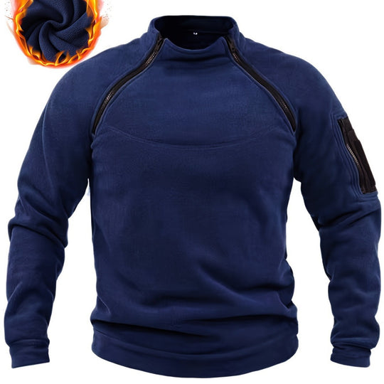 Herren Thermischer Fleece‑Halbzippullover mit Utility‑Ärmeltasche & Schulterreißverschlüssen Nord Taschen