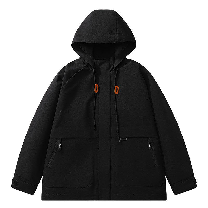 Herren Minimalistische Funktions-Kapuzenjacke mit verdeckten Reißverschlusstaschen & Kordelzug Nord Taschen
