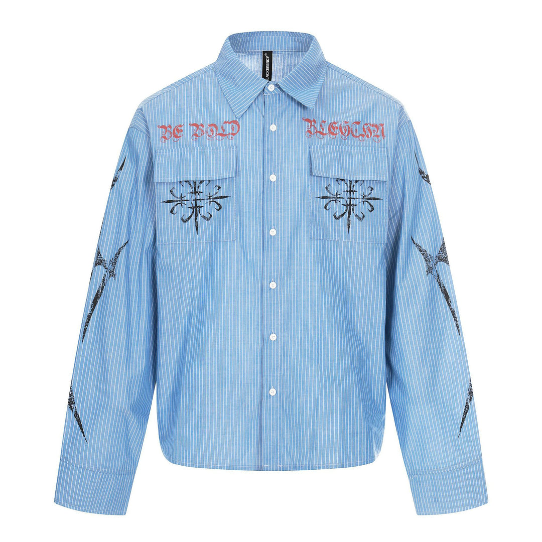 Unisex Oversize-Hemdjacke mit aufgesetzten Brusttaschen und dekorativen Printdetails Nord Taschen