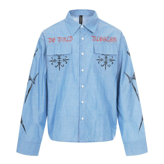 Unisex Oversize-Hemdjacke mit aufgesetzten Brusttaschen und dekorativen Printdetails Nord Taschen