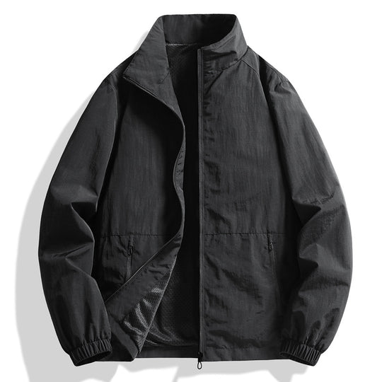 Herren Leichte atmungsaktive Windjacke mit Stehkragen und perforiertem Futter Nord Taschen