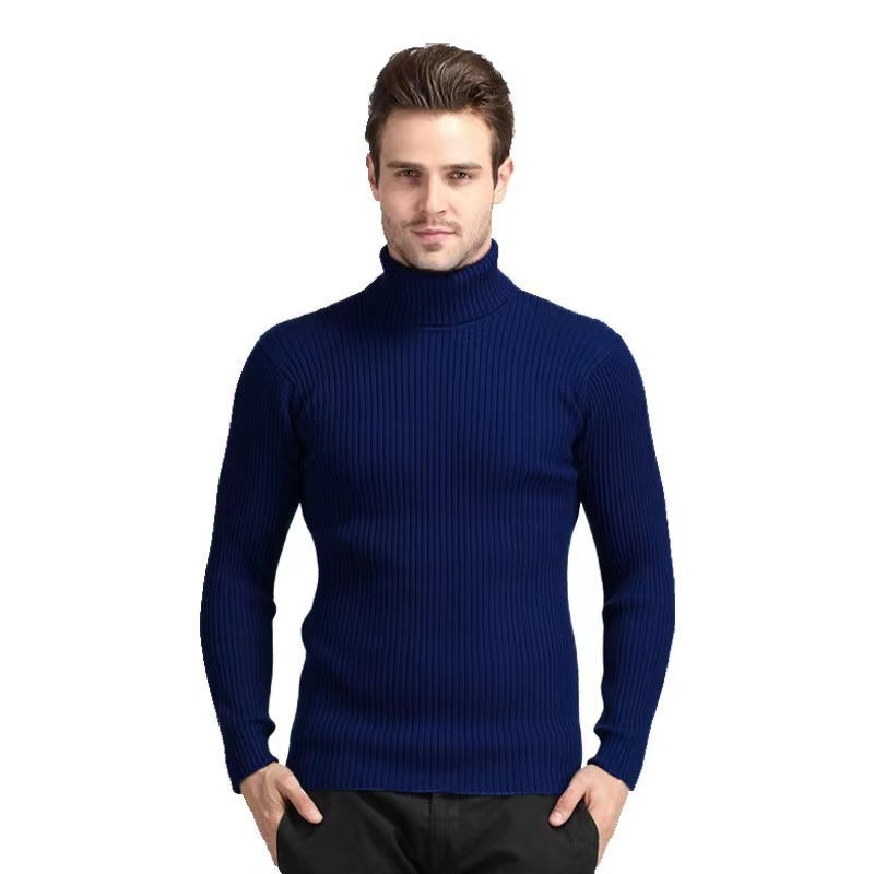 Herren Rippstrick Rollkragenpullover figurnaher elastischer Feinstrick Nord Taschen