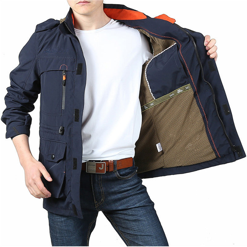 Herren  leichte winddichte Fieldjacke mit atmungsaktivem Meshinnenfutter, zahlreichen Reißverschluss- und Klappentaschen sowie verstellbaren Ärmelmanschetten Nord Taschen
