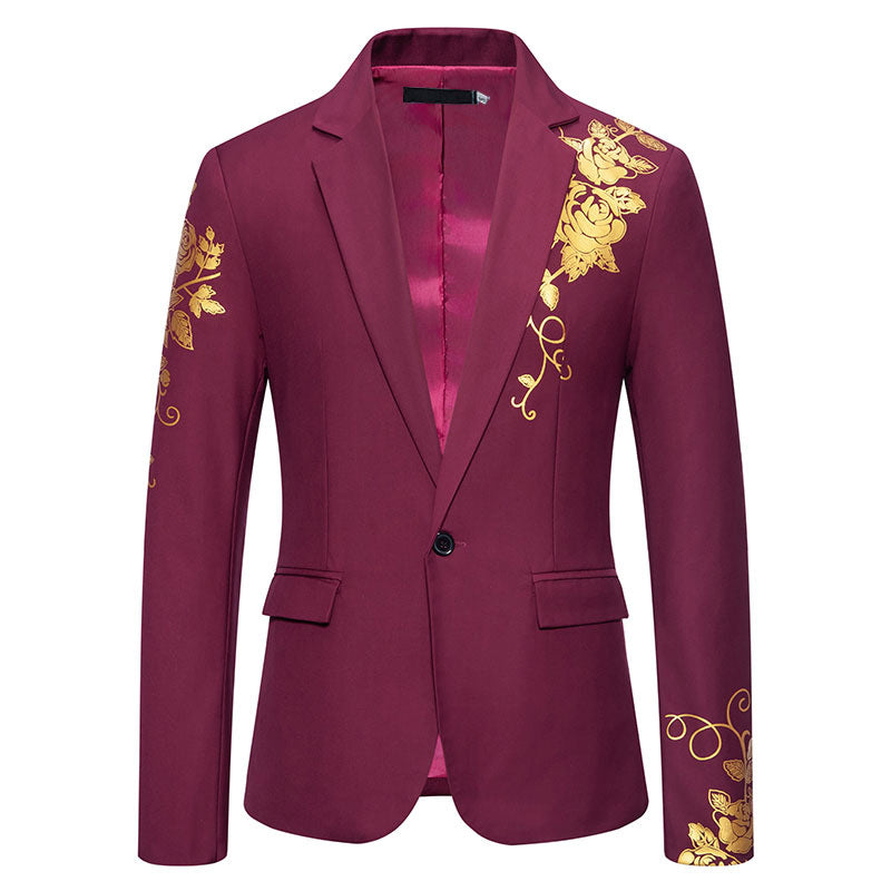 Herren eleganter taillierter Smoking-Blazer mit floraler Verzierung Nord Taschen