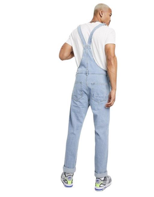 Herren Denim-Latzhose mit lässigen Destroyed-Details