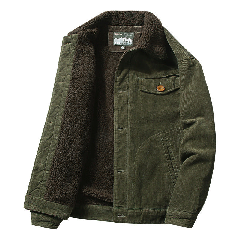 Herren Cordjacke mit Sherpa-Innenfutter und Hemdkragen Nord Taschen