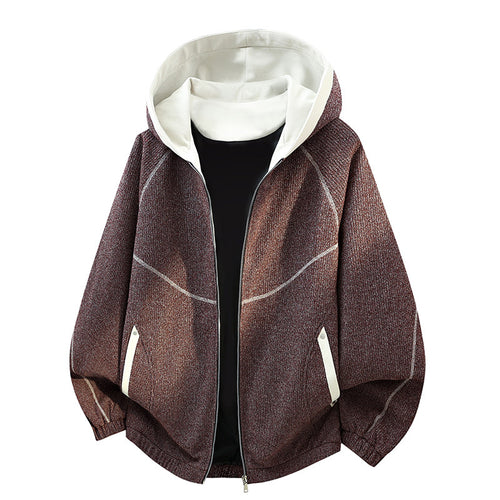 Damen Oversize-Struktur-Kapuzenjacke mit Kontrastfutter, durchgehendem Reißverschluss & Eingrifftaschen Nord Taschen