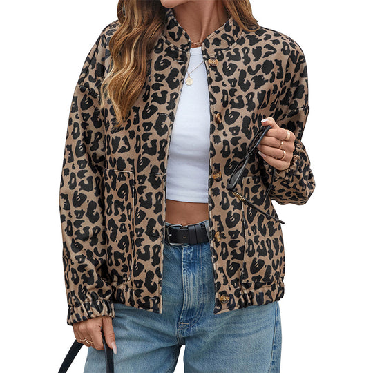 Damen Farmjacke mit Leopardenmuster Nord Taschen