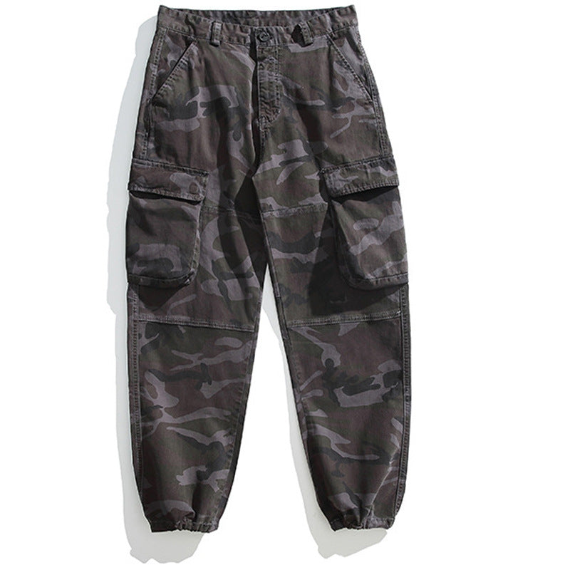 Herren Taktische Cargo-Joggerhose mit elastischem Knöchelabschluss, Mehrfachklapptaschen und Tarnmuster Nord Taschen