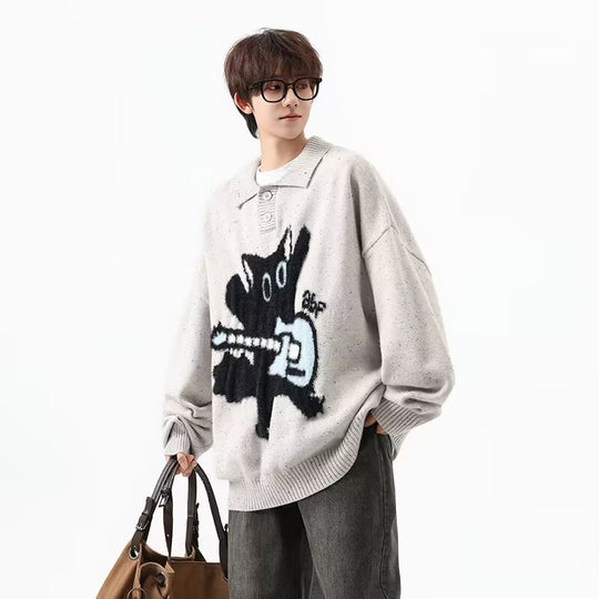 Herren Modischer Pullover mit Kunstmotiv Nord Taschen