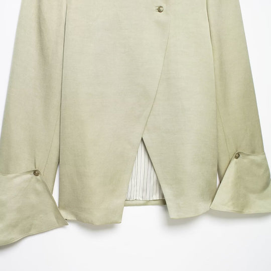 Damen Asymmetrische Jacke mit Stehkragen und Glockenärmeln Nord Taschen