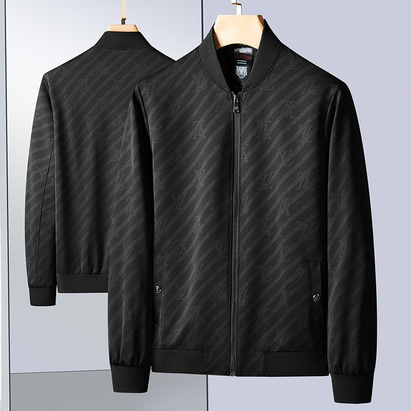 Herren Slim-Fit Jacquard-Bomberjacke mit tonalem Muster, Reißverschluss und Rippbündchen Nord Taschen