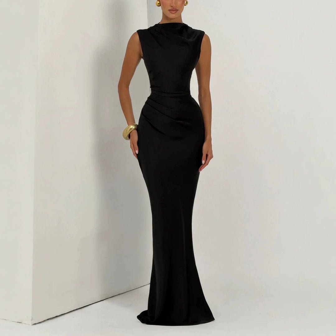 Damen Elegantes Maxikleid mit asymmetrischem Ausschnitt und raffinierten Drapierungen Nord Taschen