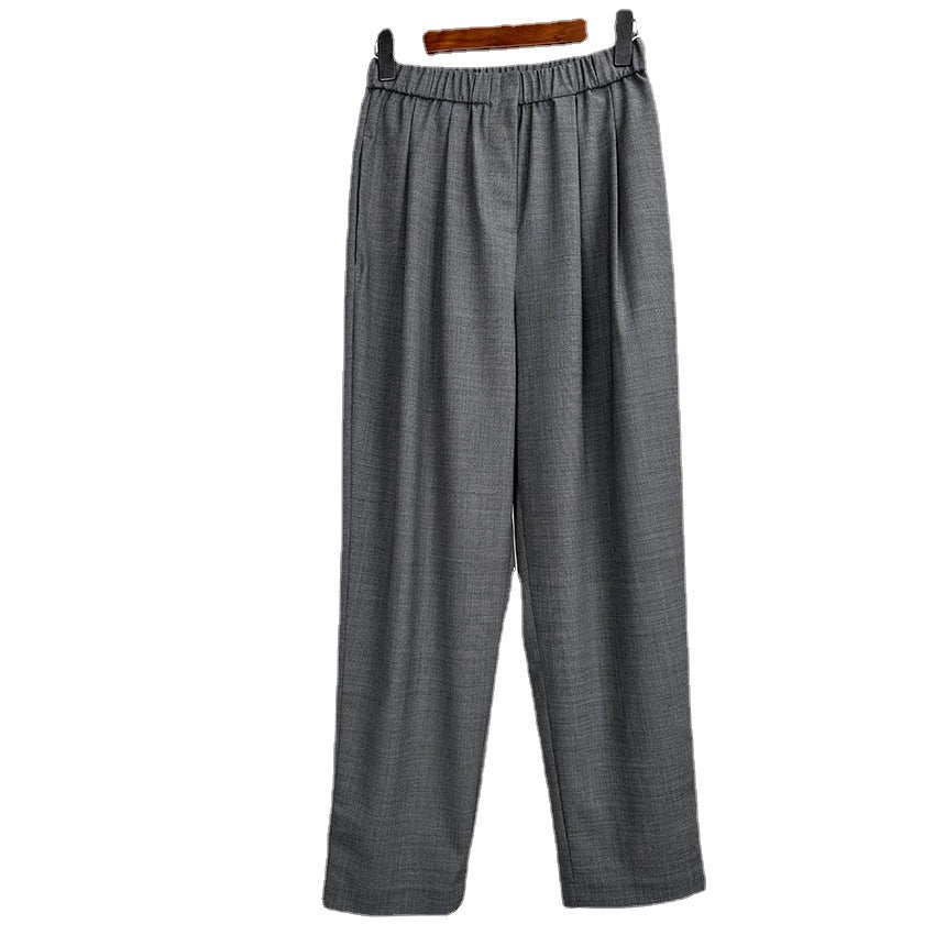 Damen Weite High-Waist Stoffhose mit Gummibund und geradem Bein Nord Taschen