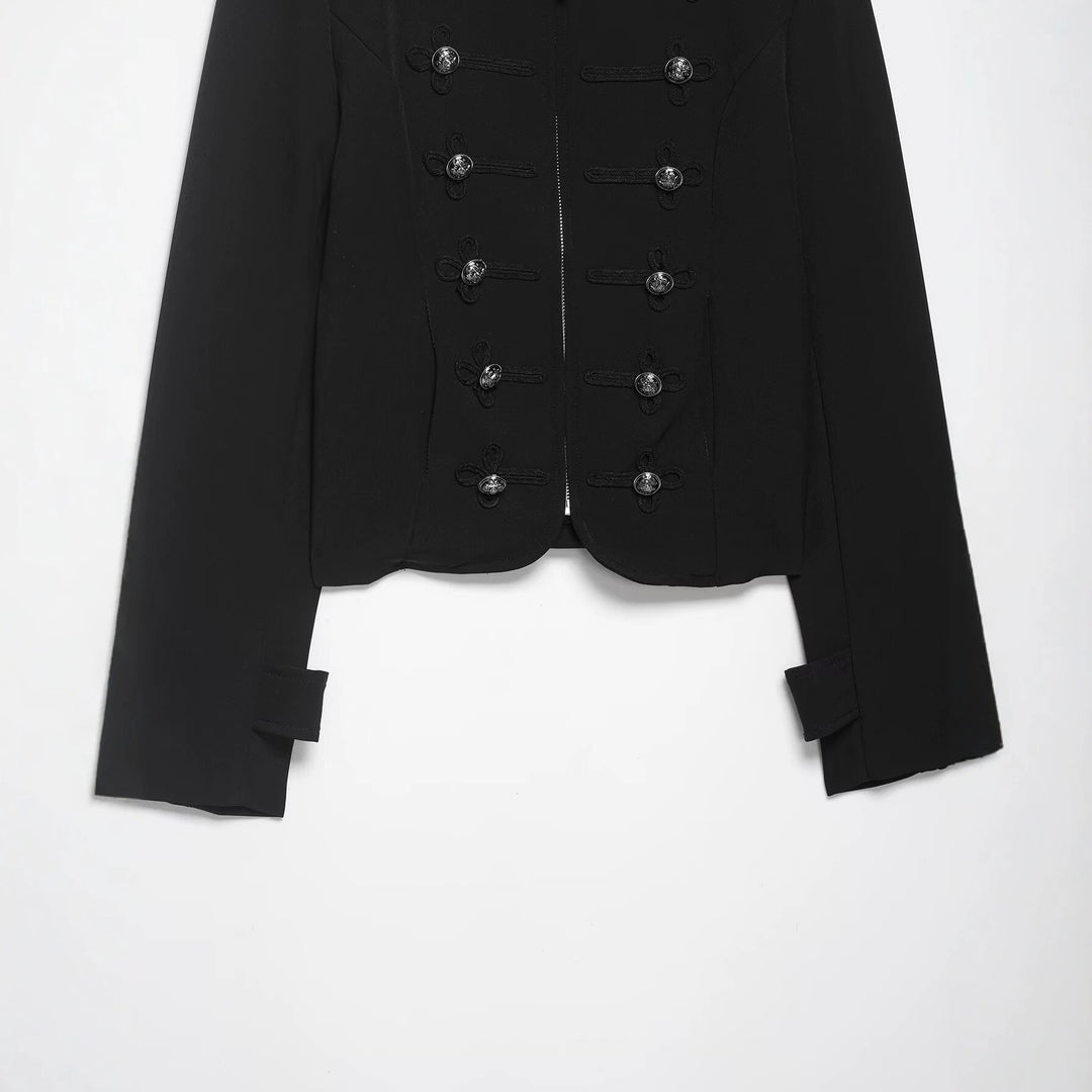 Damen Militärisch inspirierte Kurzjacke mit Stehkragen, Zierkordeln und Schulterklappen Nord Taschen