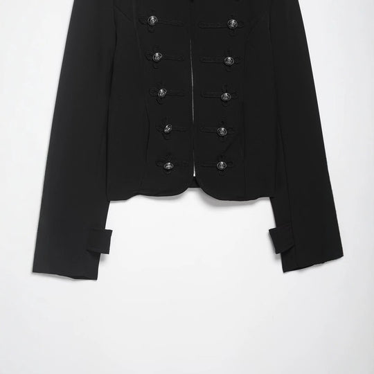 Damen Militärisch inspirierte Kurzjacke mit Stehkragen, Zierkordeln und Schulterklappen Nord Taschen