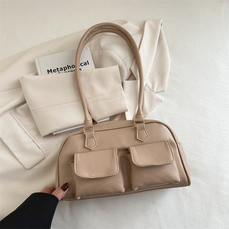 Damen modische Umhängetasche mit zwei aufgesetzten Taschen Nord Taschen