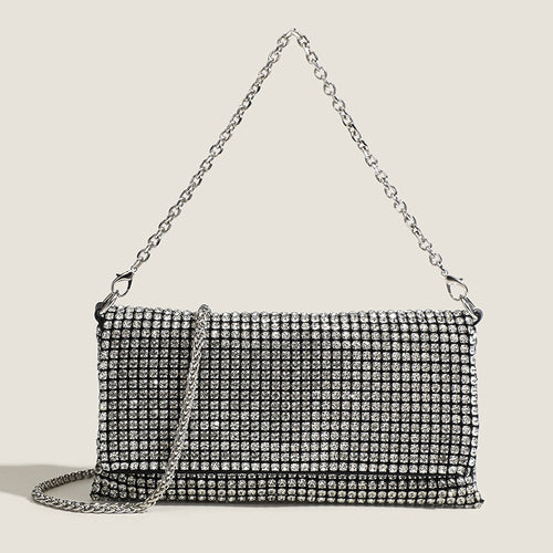 Damen Clutch mit funkelndem Strass und eleganter Kettenverzierung Nord Taschen